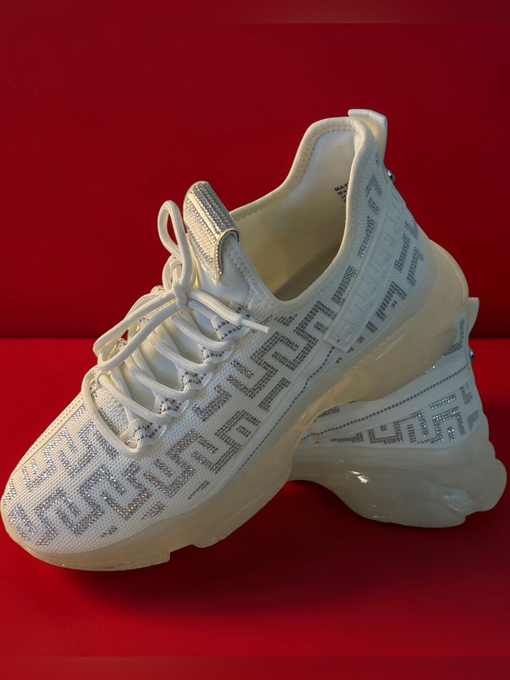 Steve Madden White with Silver Rhinestones Sneakers